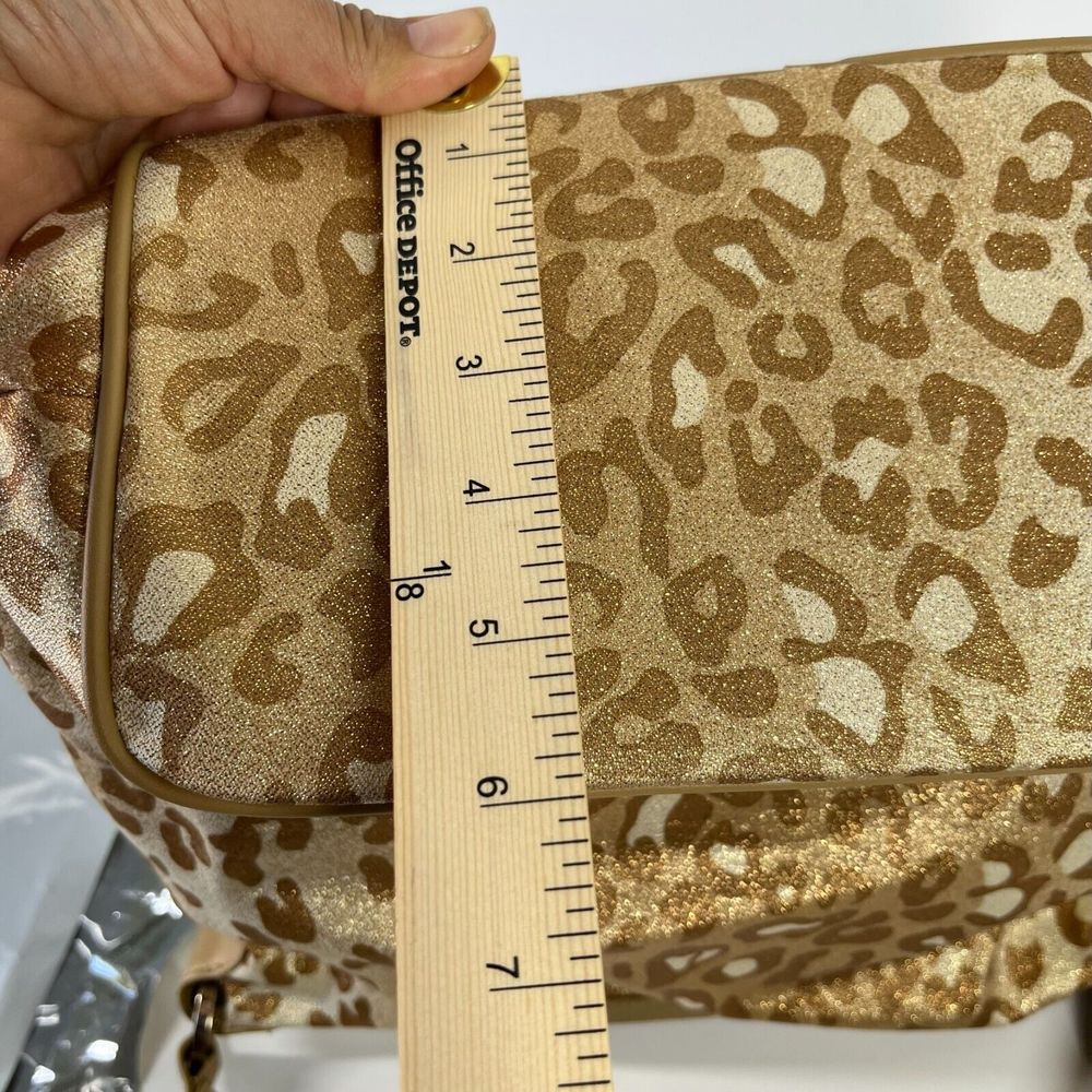 Liz Claiborne Shoulder Bag Size M Gold Animal Print Pink Lining Zipper Casual - Picture 6 of 11